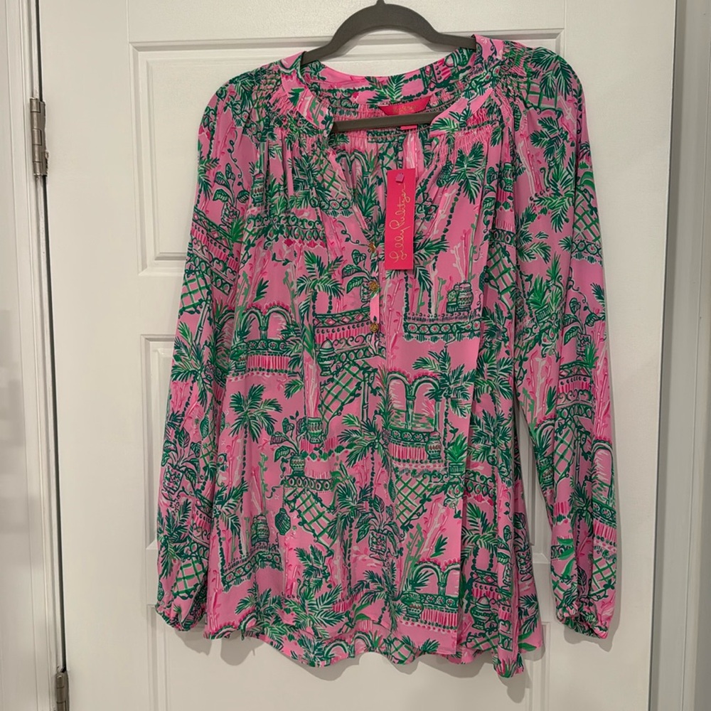 NWT Lilly Pulitzer Elsa silk blouse size XL